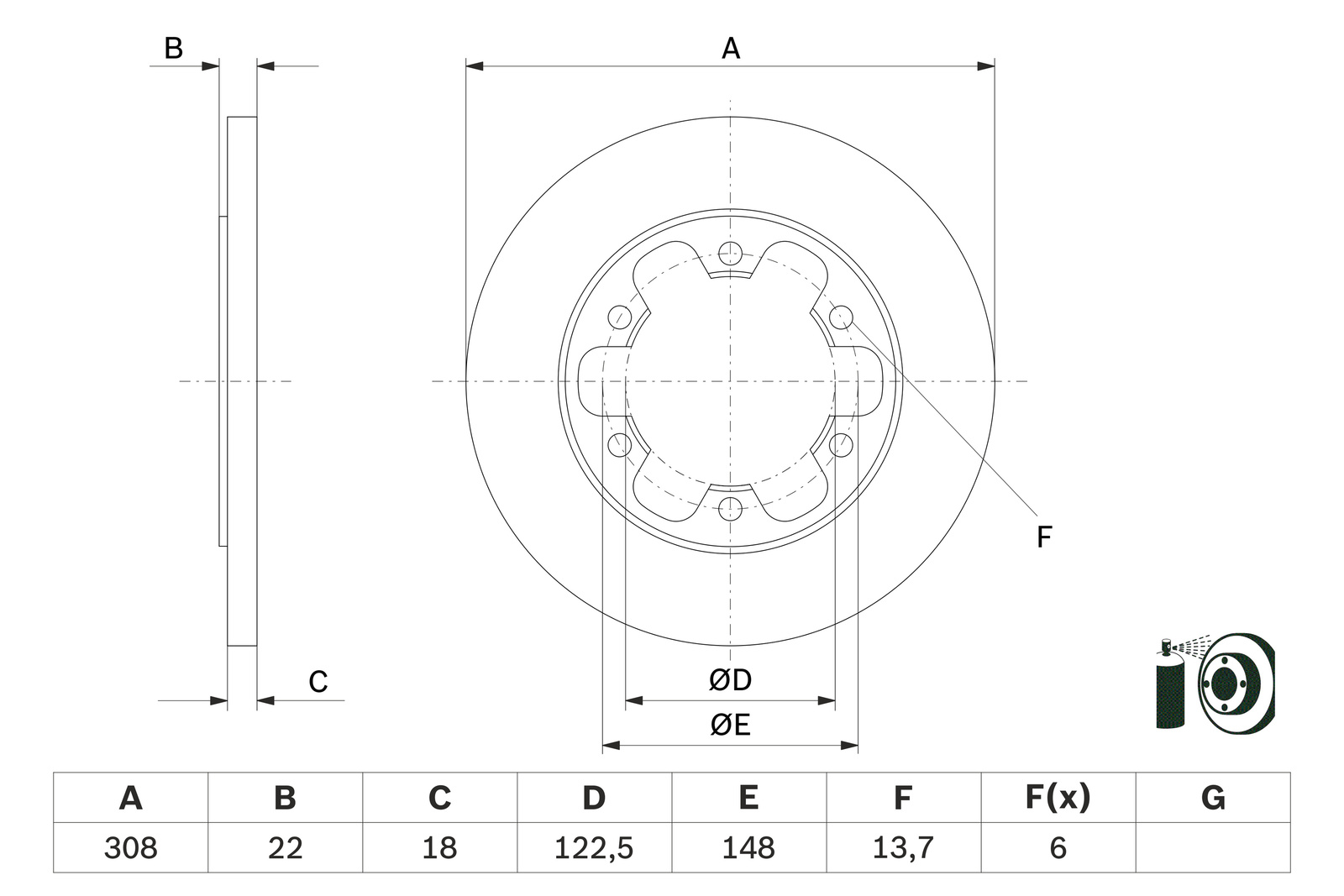 FREN DISK ARKA DUZ (308mm) CIFT TEKER