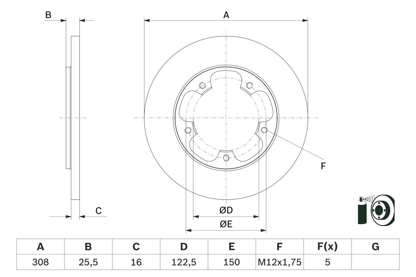 ARKA DISK AYNA DUZ (280mm)