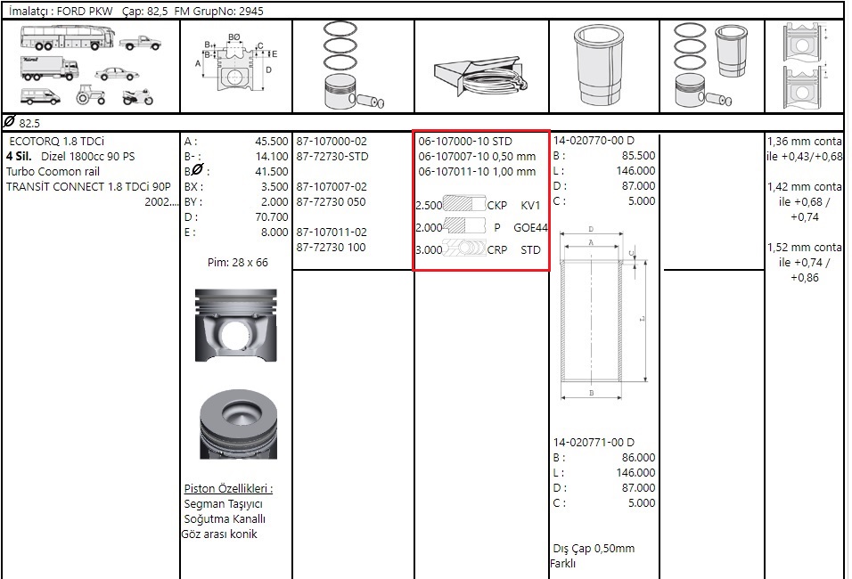 SEGMAN 1.00 82.50  CONNECT 1.8 TDCI 75-90PS 02>