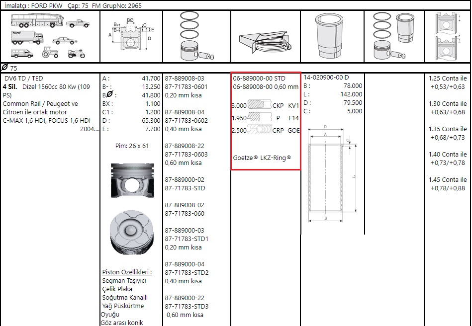 SEGMAN STD 73.70 FIESTA 1.4 TDCI 03>