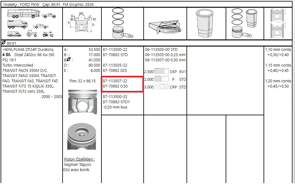 PISTON SEGMAN 89.90   TRANSIT V.184 2.4 90PS 01>