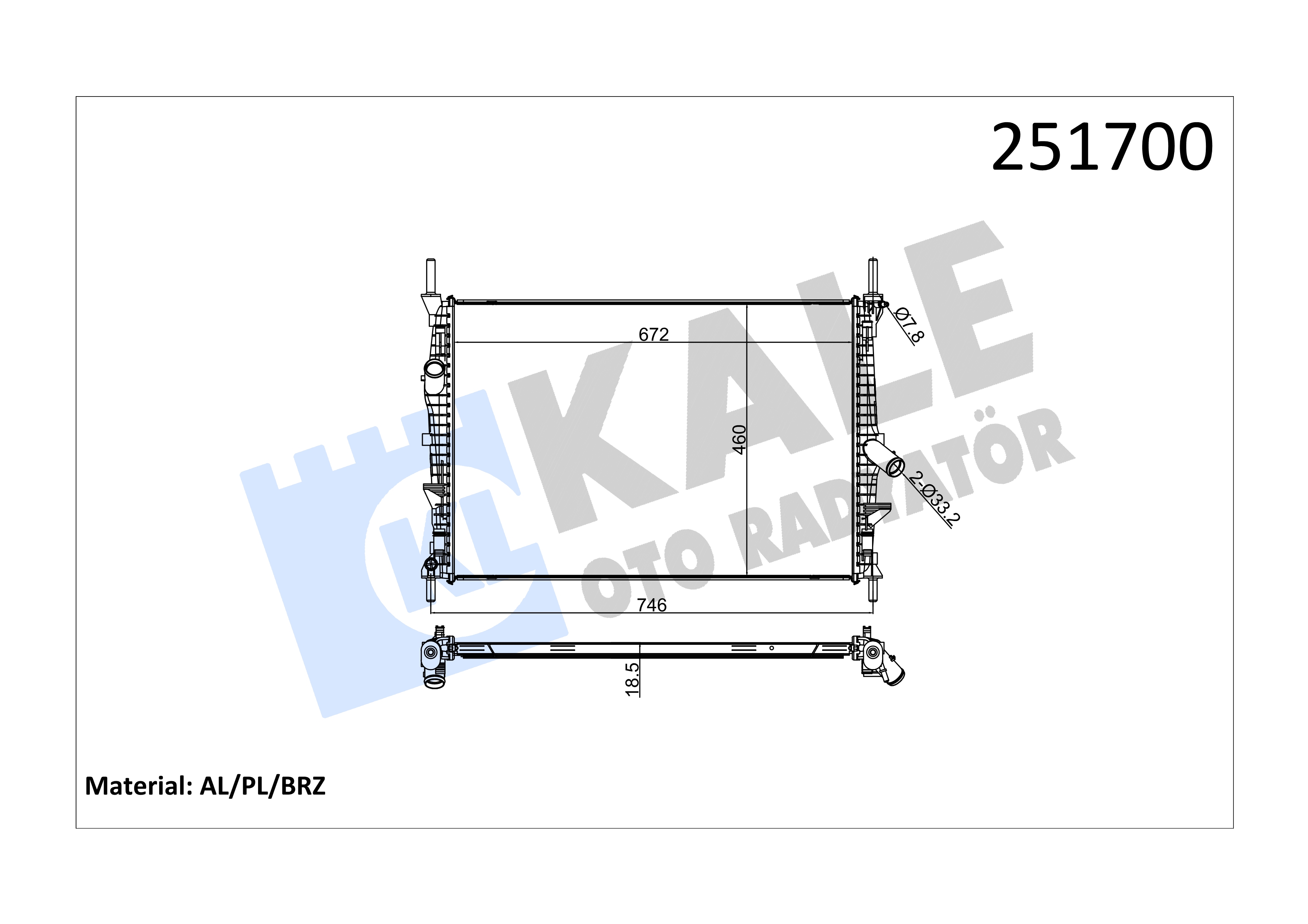 RADYATOR Brazing 26mm C.MAX FOCUS 1.6 TDCI BNZ 04>