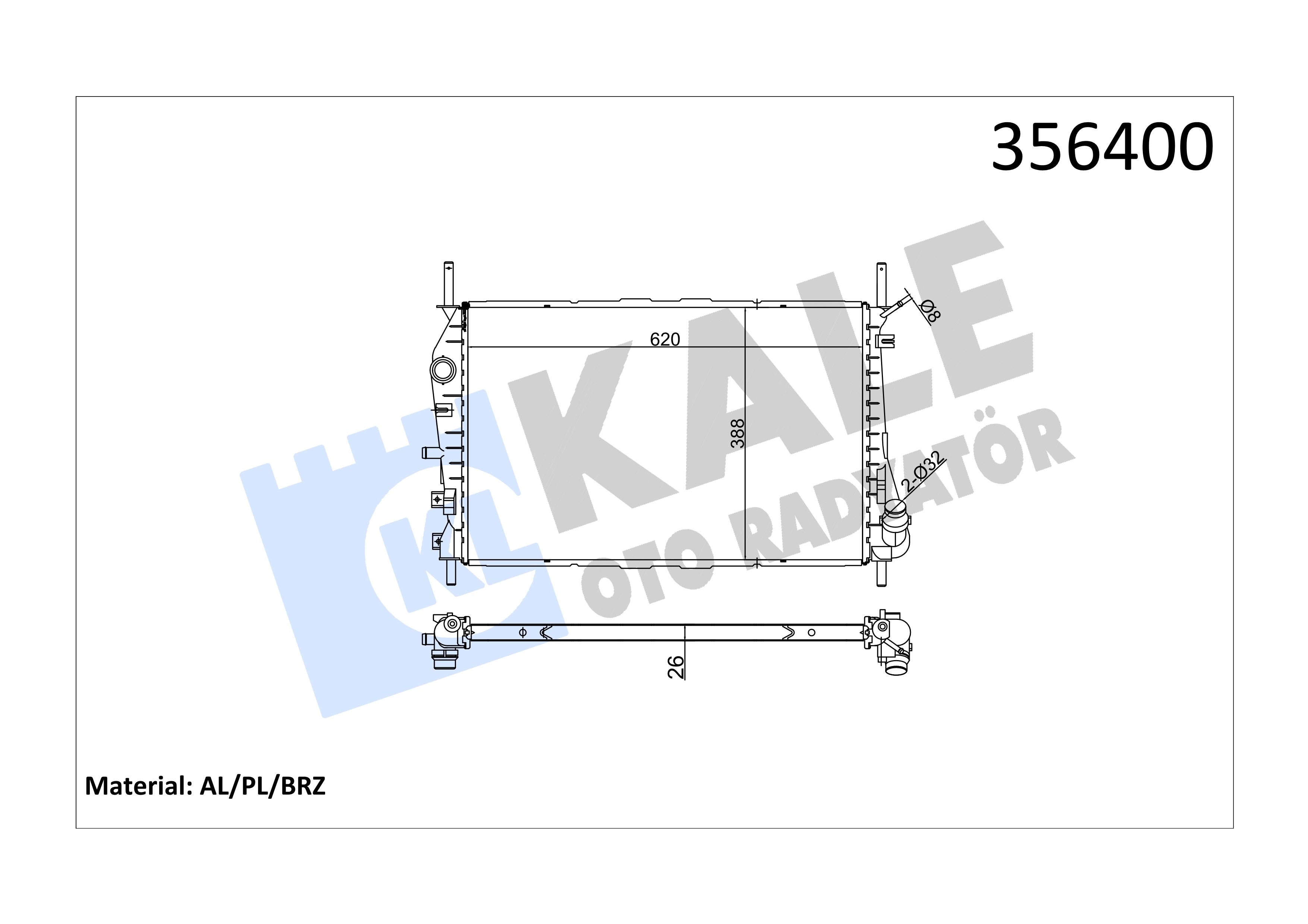 RADYATOR (BRAZING) TRANSIT V.362 2.2 CUSTOM 12>