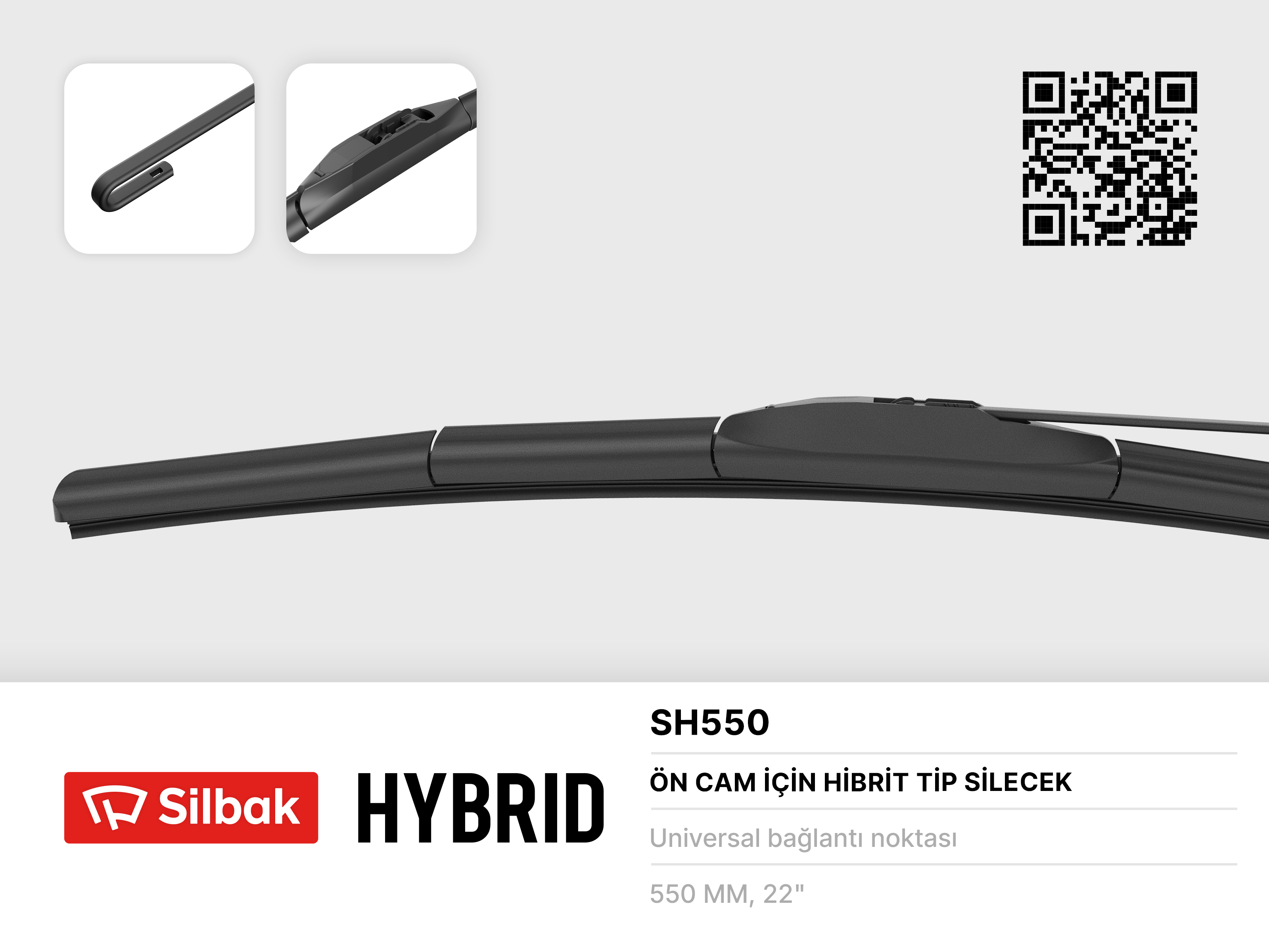 SILECEK SUPURGESI HYBRID TIPI 550mm UNIVERSAL